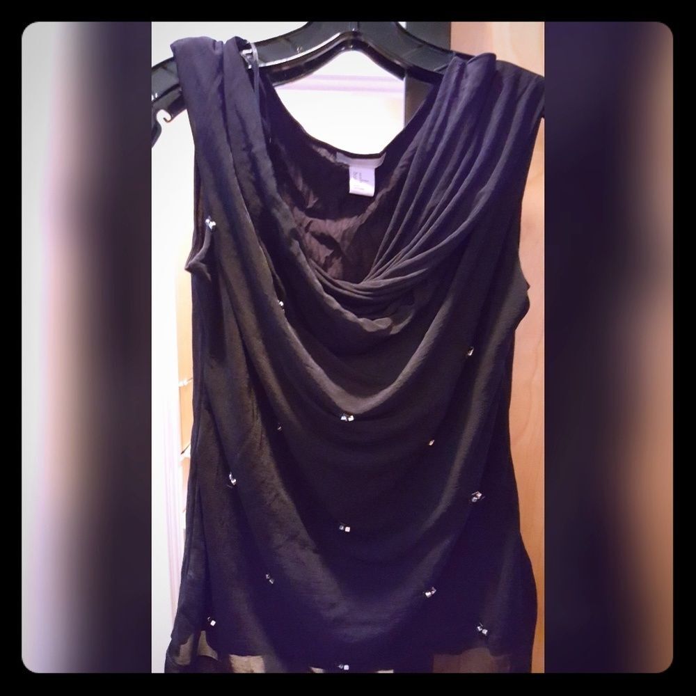 H&M Black beaded cowl neck tank Size Medium